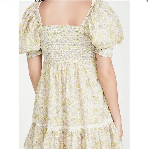 LOVE THE LABEL Square Neck Puff Sleeve Floral Mini Dress Size Large NWT - Picture 3 of 16